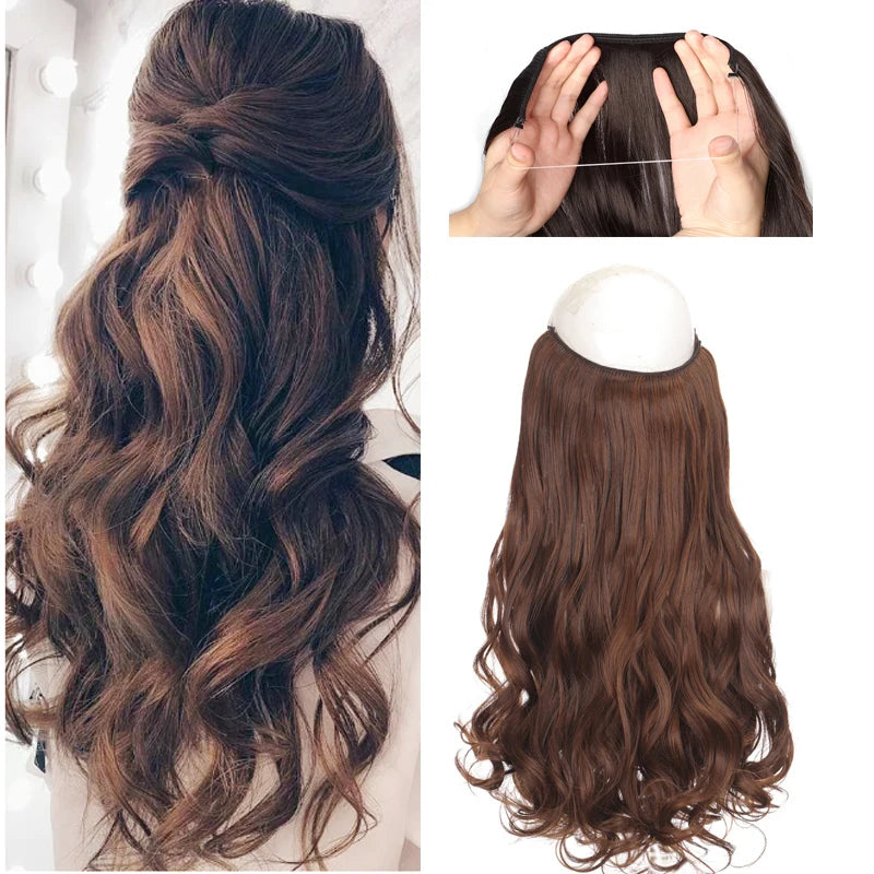 Invisible Halo Wire Hair Extensions for Voluminous Wavy Hair