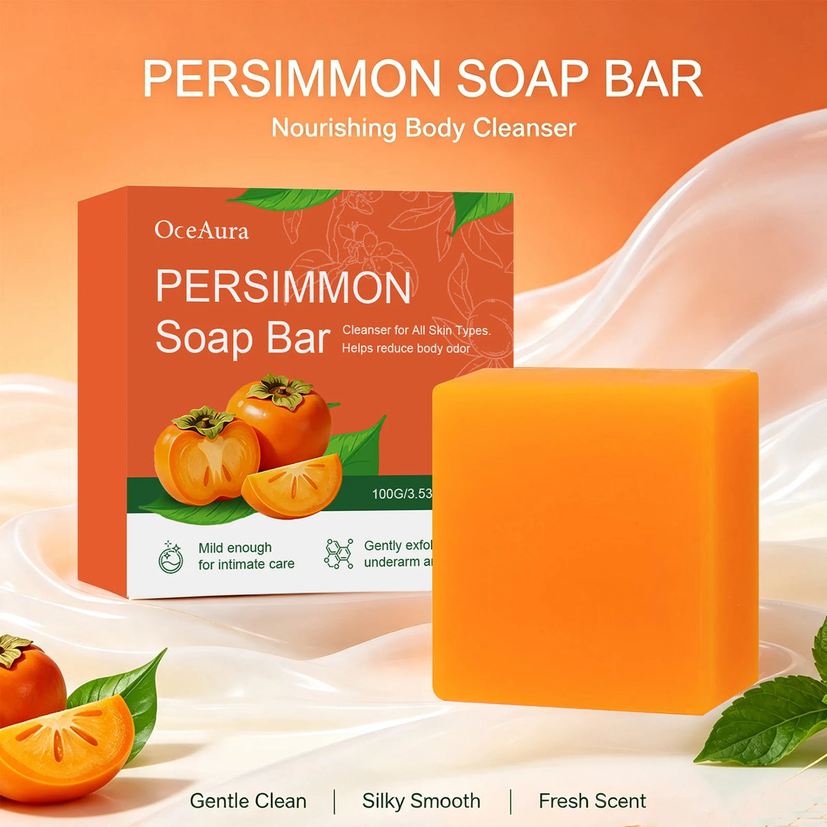 Persimmon Soap Bar for Natural Odor Control and Gentle Skin Exfoliation