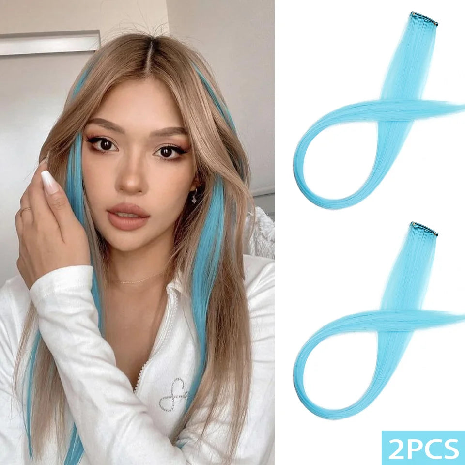 Clip-In Colorful Synthetic Hair Extensions for Parties and Daily Wear - 11