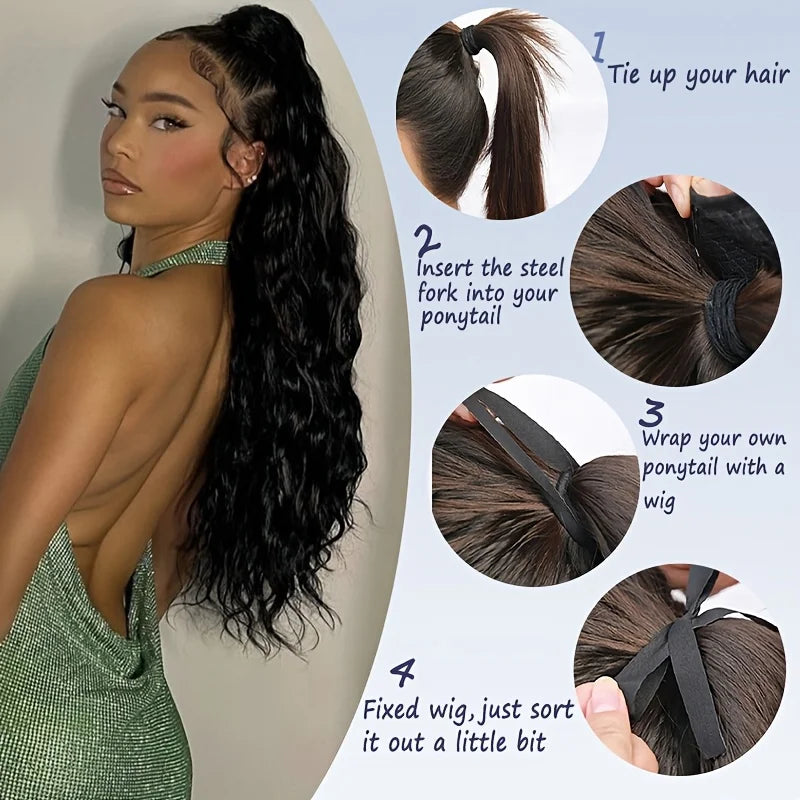 22-Inch Kinky Curly Drawstring Ponytail Hair Extension - 9