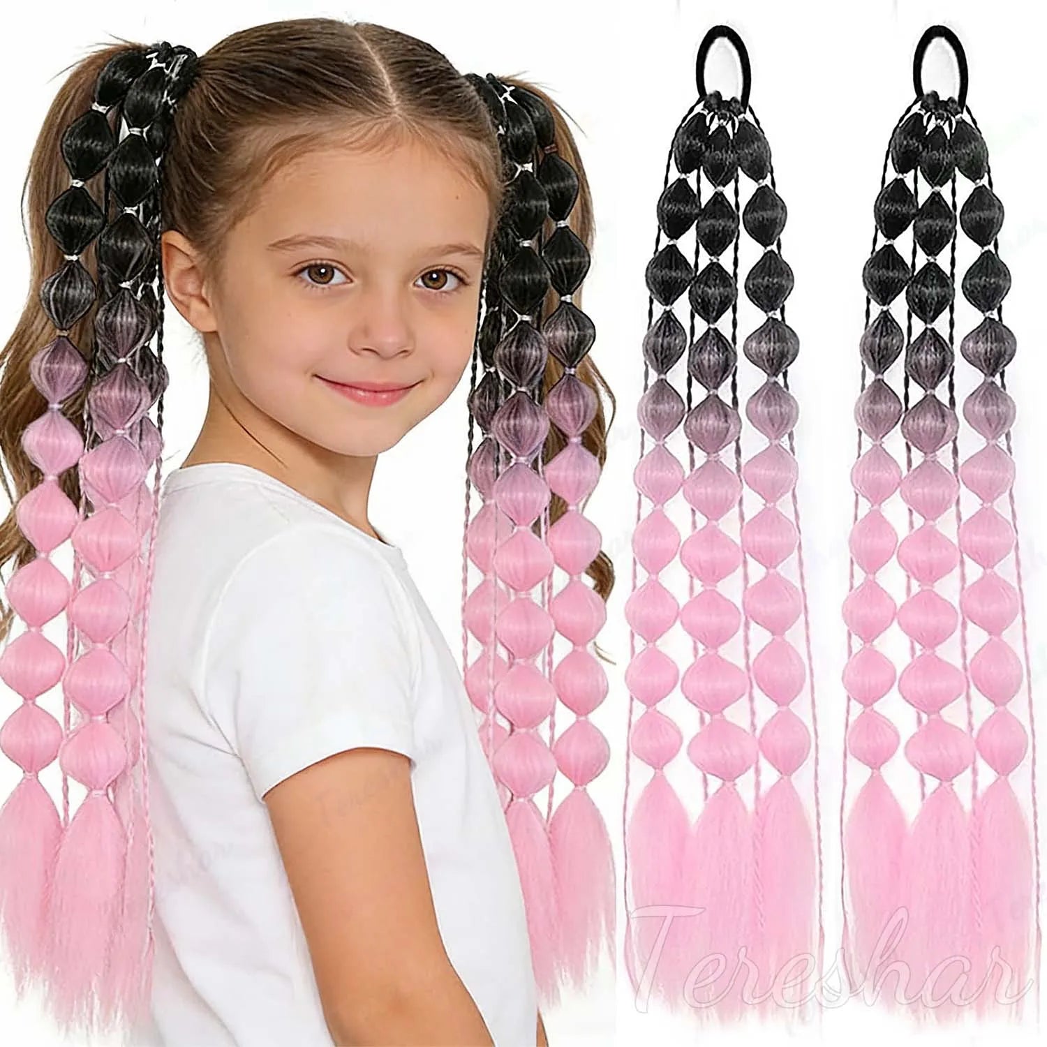 2-Piece Colored Bubble Ponytail Extensions for Festivals and Parties - 19
