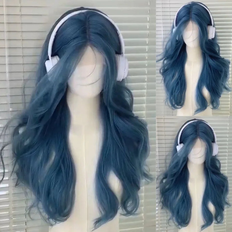 Long Wavy Blonde Cosplay Wig with Bangs - 17
