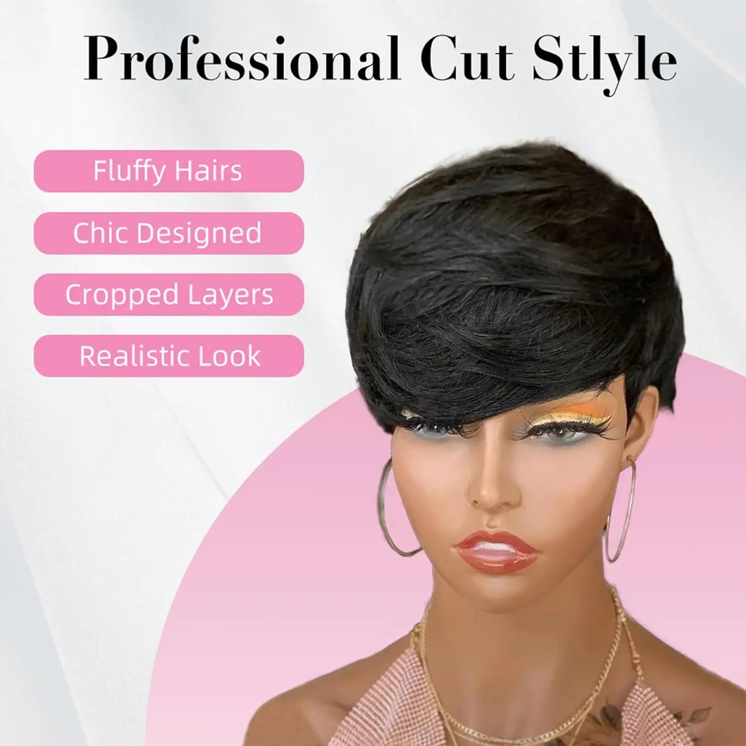 Short Pixie Cut Wavy Synthetic Wig for Daily Wear - 5