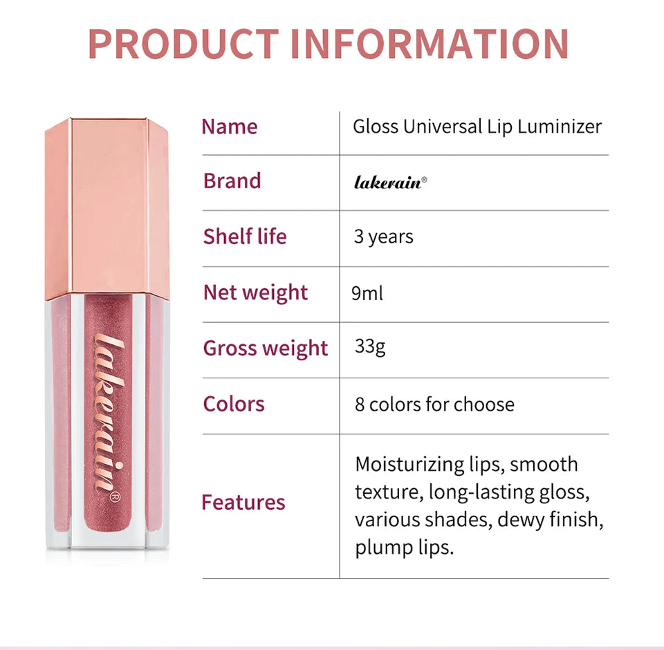 Hydrating Liquid Lip Gloss with Shimmer for Plump and Moisturized Lips