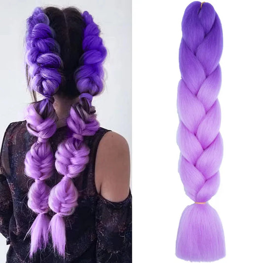 24 Inch Ombre Purple Jumbo Synthetic Braiding Hair Extensions