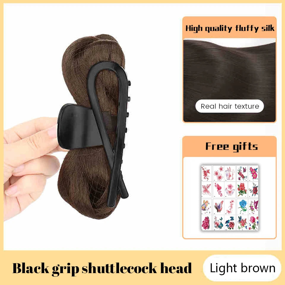 Synthetic Flower Bud Hair Bun Extension with Claw Clip - 7
