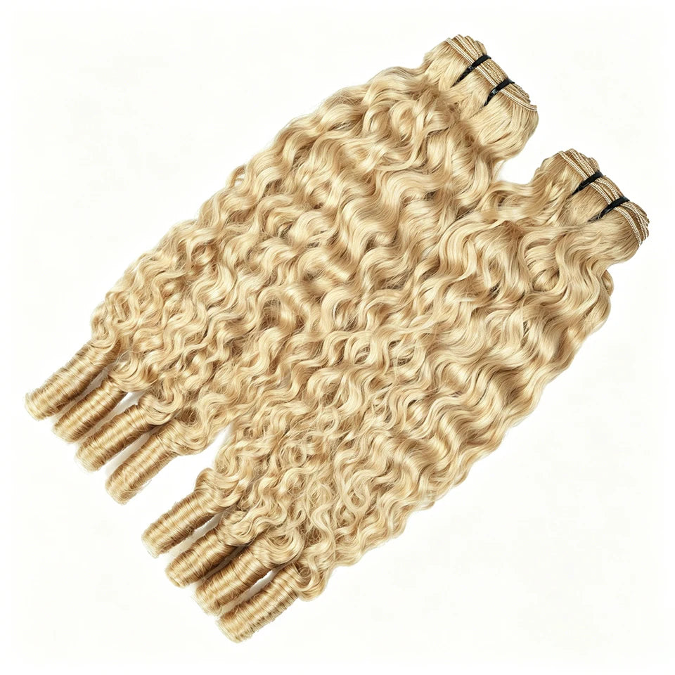 Blonde Burmese Curly Human Hair Bundles - 9