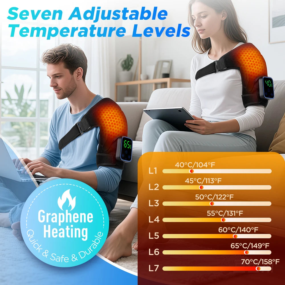 Cordless Heated Shoulder Massage Brace with App Control and Vibration - 3