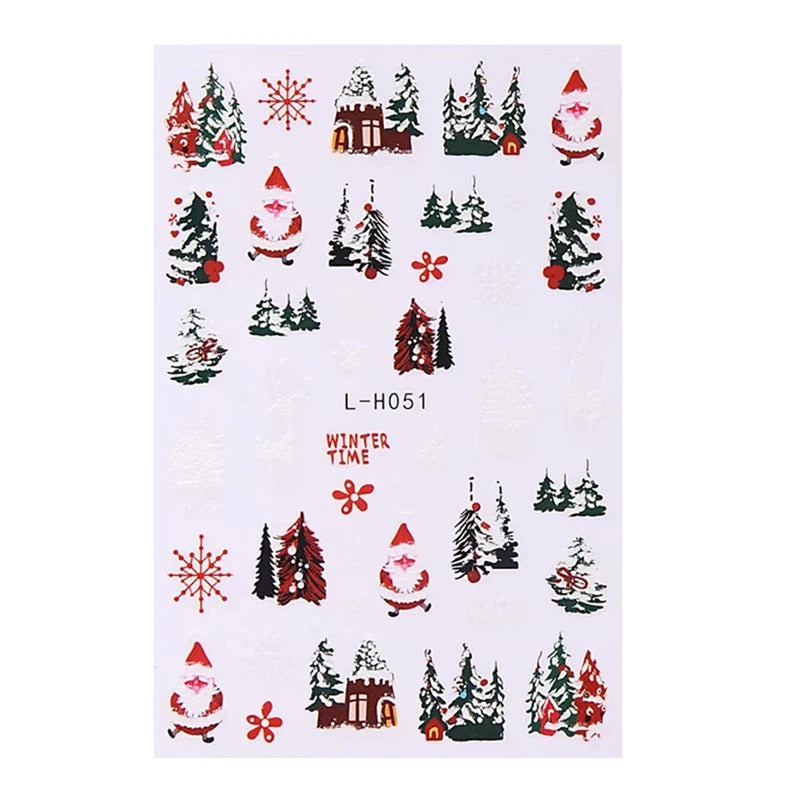 Festive 3D Christmas Nail Art Stickers for Holiday Manicure Decorations