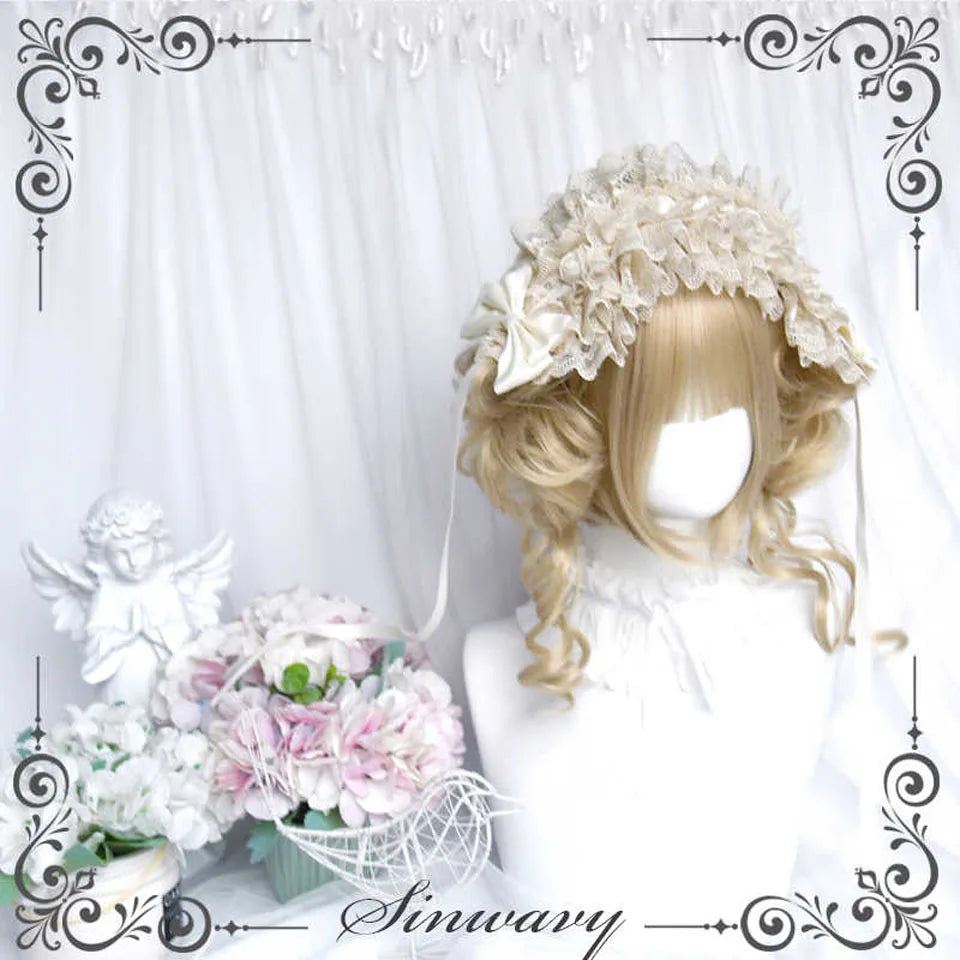Short Blonde Wavy Bob Wig with Ponytails for Cosplay and Lolita Style - 4