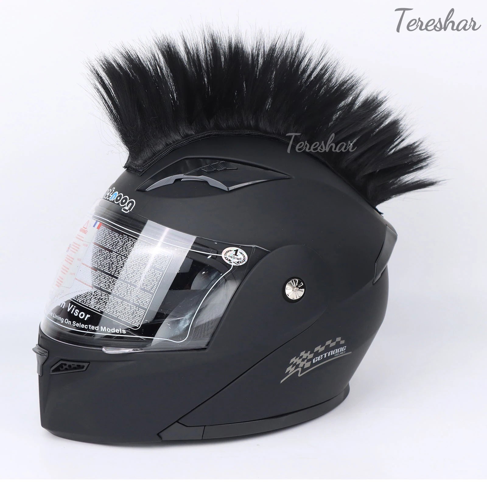 Synthetic Mohawk Helmet Wig for Motorcycle and Sports Helmets - 2