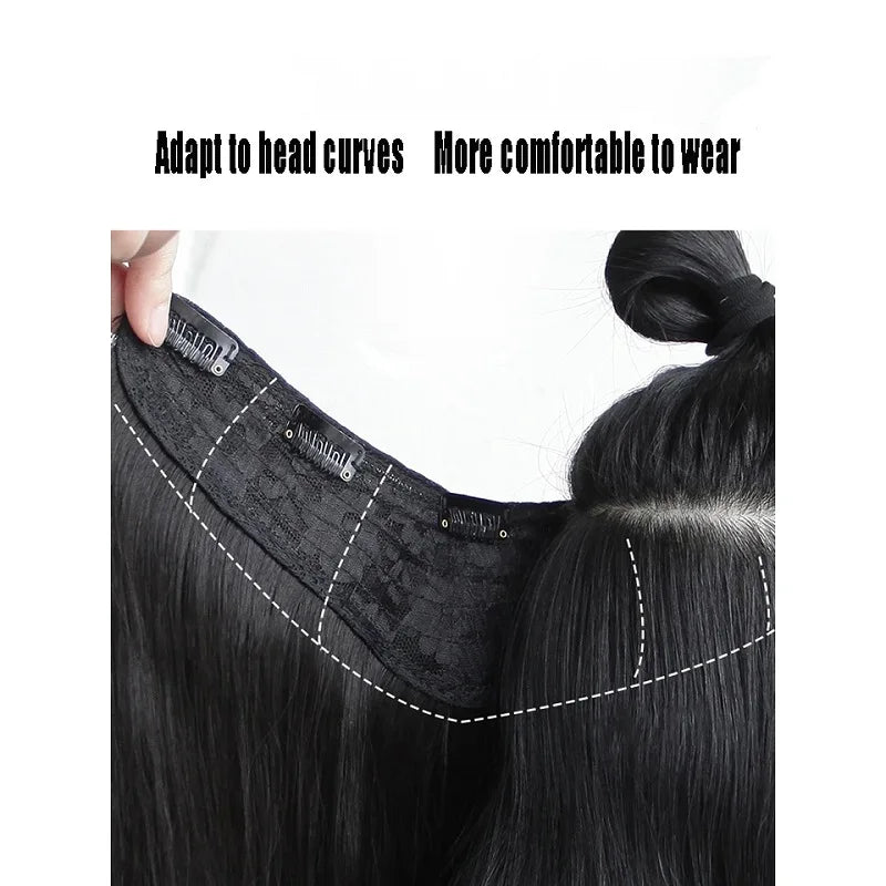 18-Inch Straight V-Shaped Clip-In Hair Extension for Women