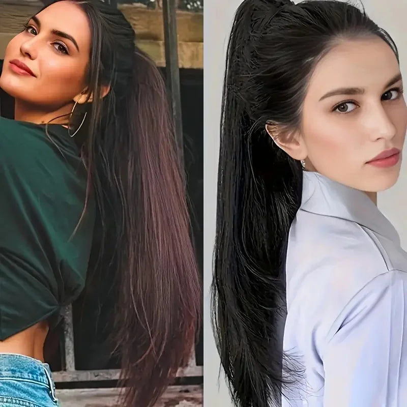 Straight Clip-In Ponytail Extension for Voluminous Hair