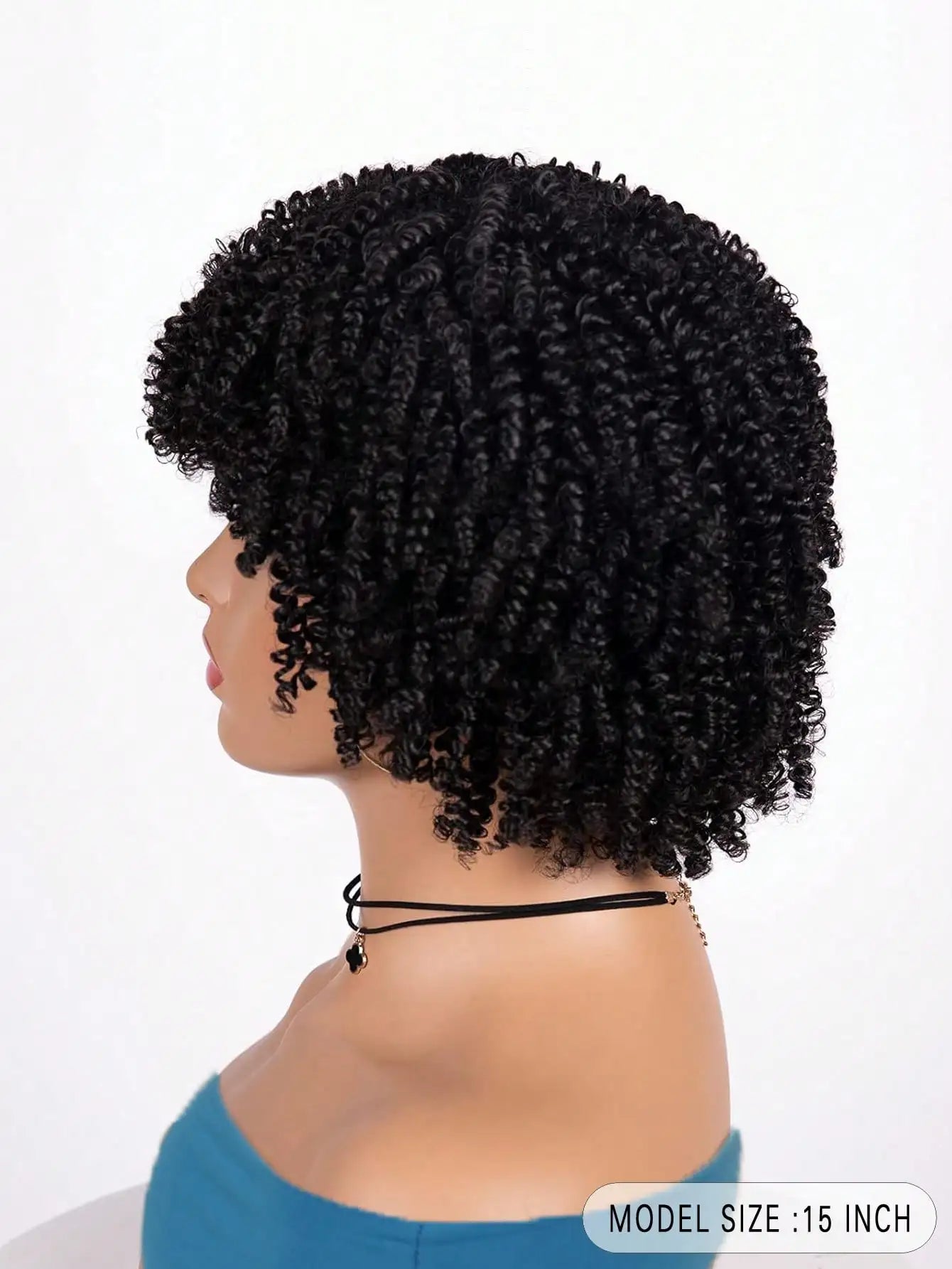Short Curly Afro Wig with Bangs for Daily Style - 4