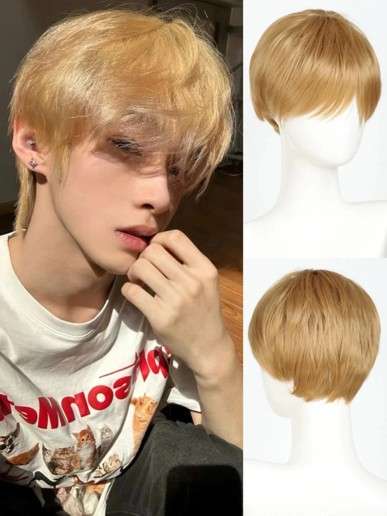 Short Mullet Anime Cosplay Wig with Bangs - 33