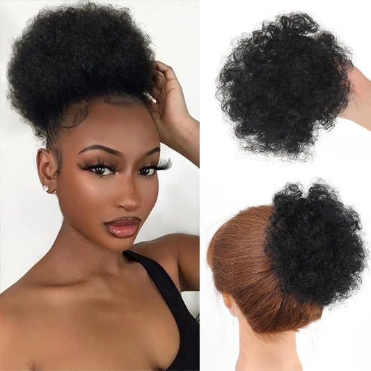 Kinky Curly Afro Puff Drawstring Ponytail Hair Extension