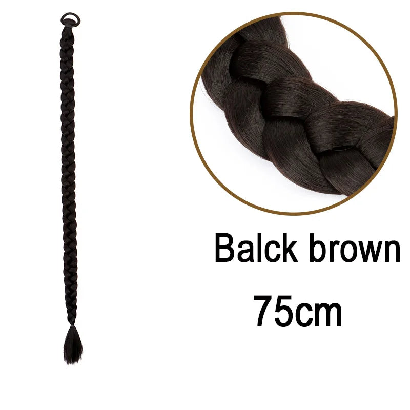 Long Braided Ponytail Extension for Women Synthetic Hairpiece - 14