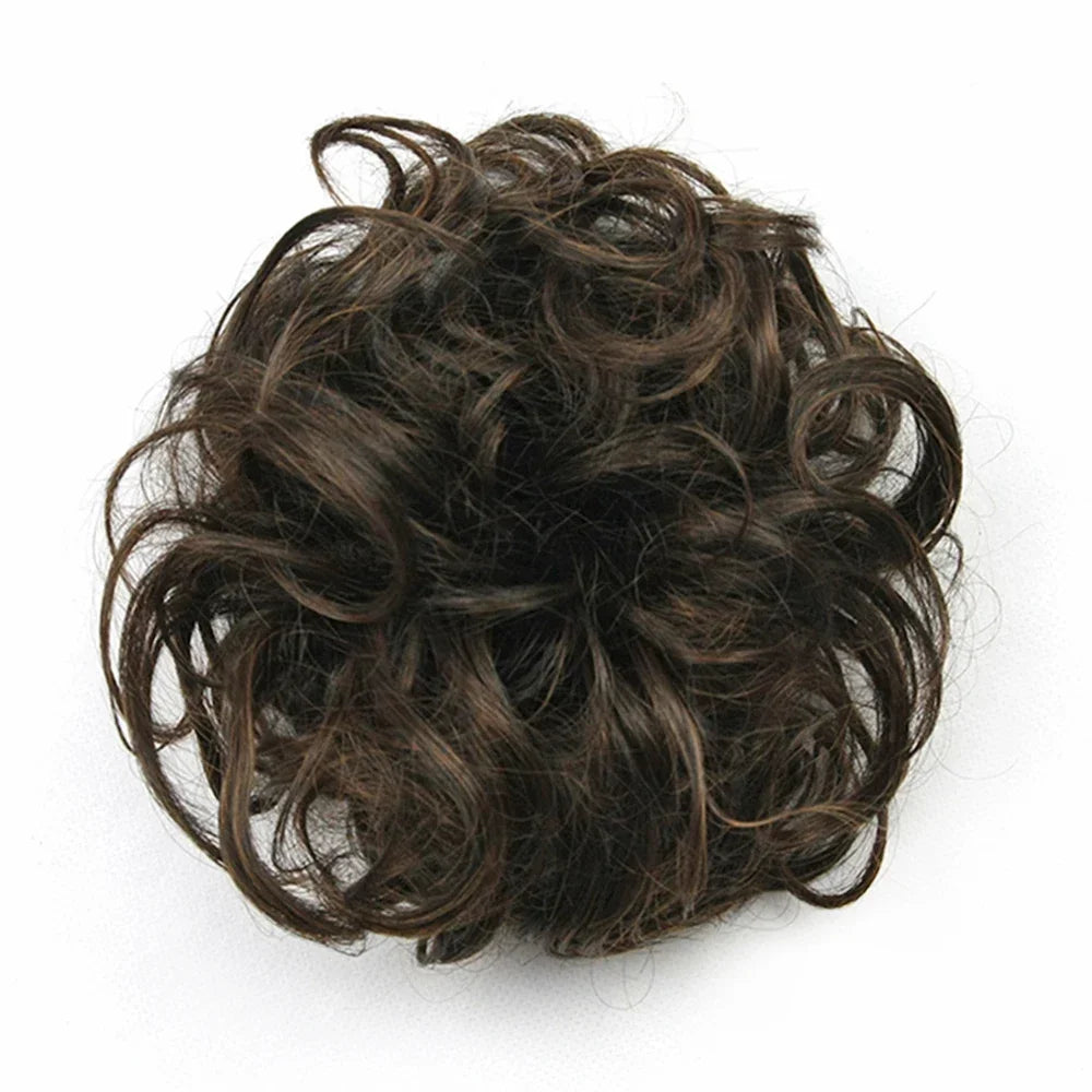 Curly Messy Hair Bun Scrunchie for Quick Elegant Updo Hairstyles - 12