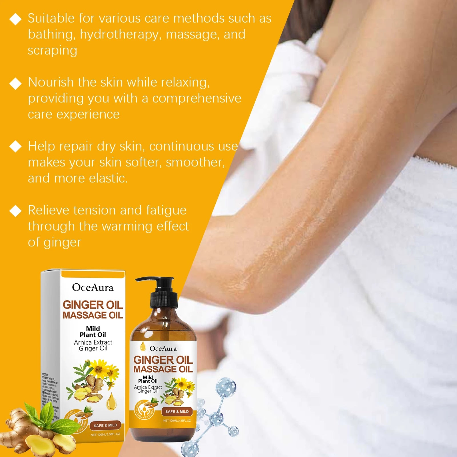 Ginger Essential Massage Oil for Muscle Relief and Skin Nourishment - 15