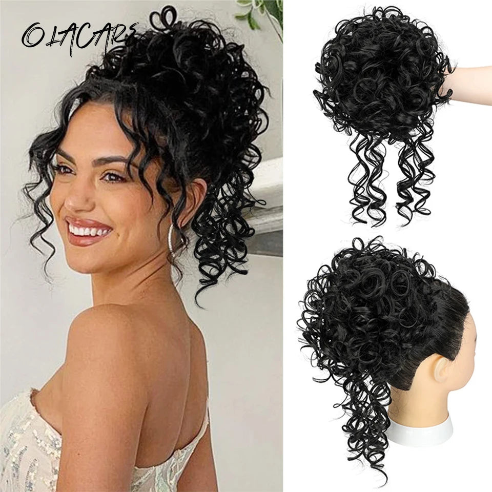 Curly Messy Bun Hair Extension with Drawstring for Instant Volume
