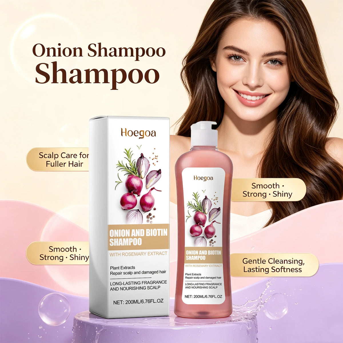 Onion and Biotin Shampoo for Hair Growth and Scalp Repair