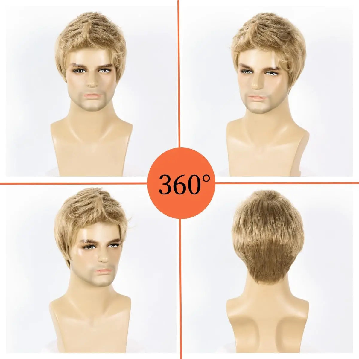 Short Blonde Synthetic Wig for Men Daily Wear and Cosplay - 4