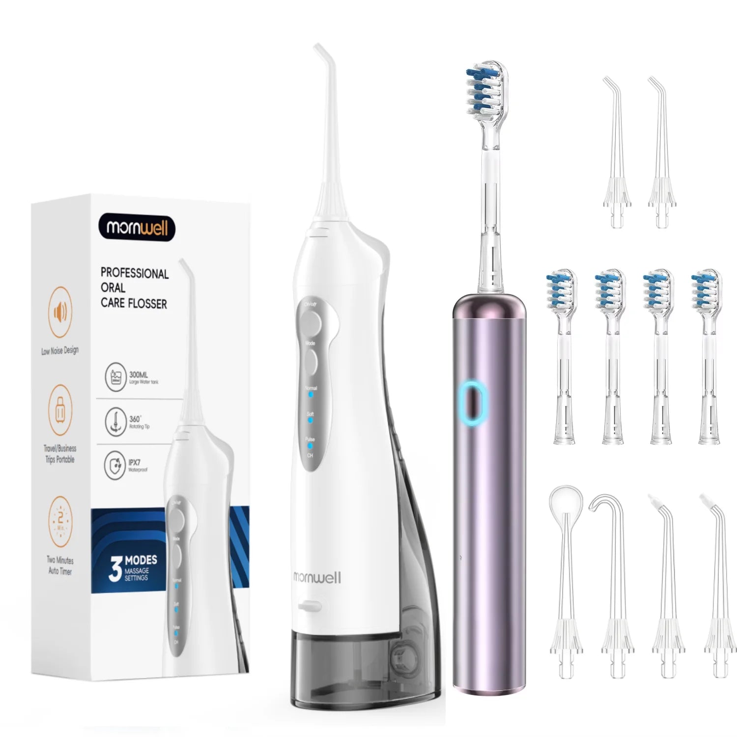 Portable Electric Water Flosser and Sonic Toothbrush Oral Care Combo Set - 1
