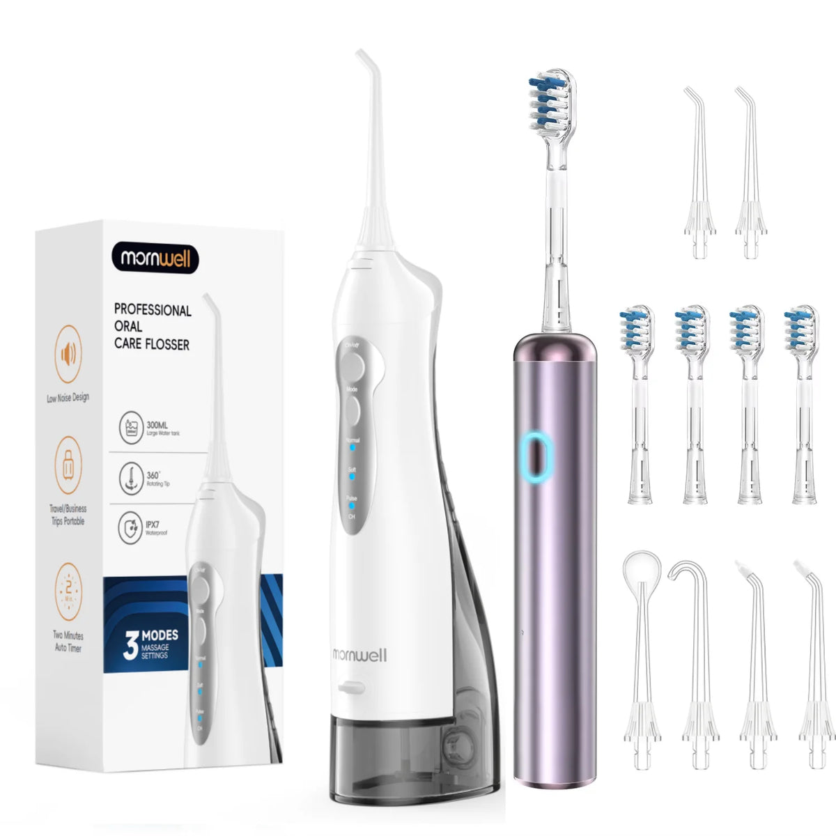 Portable Electric Water Flosser and Sonic Toothbrush Oral Care Combo Set