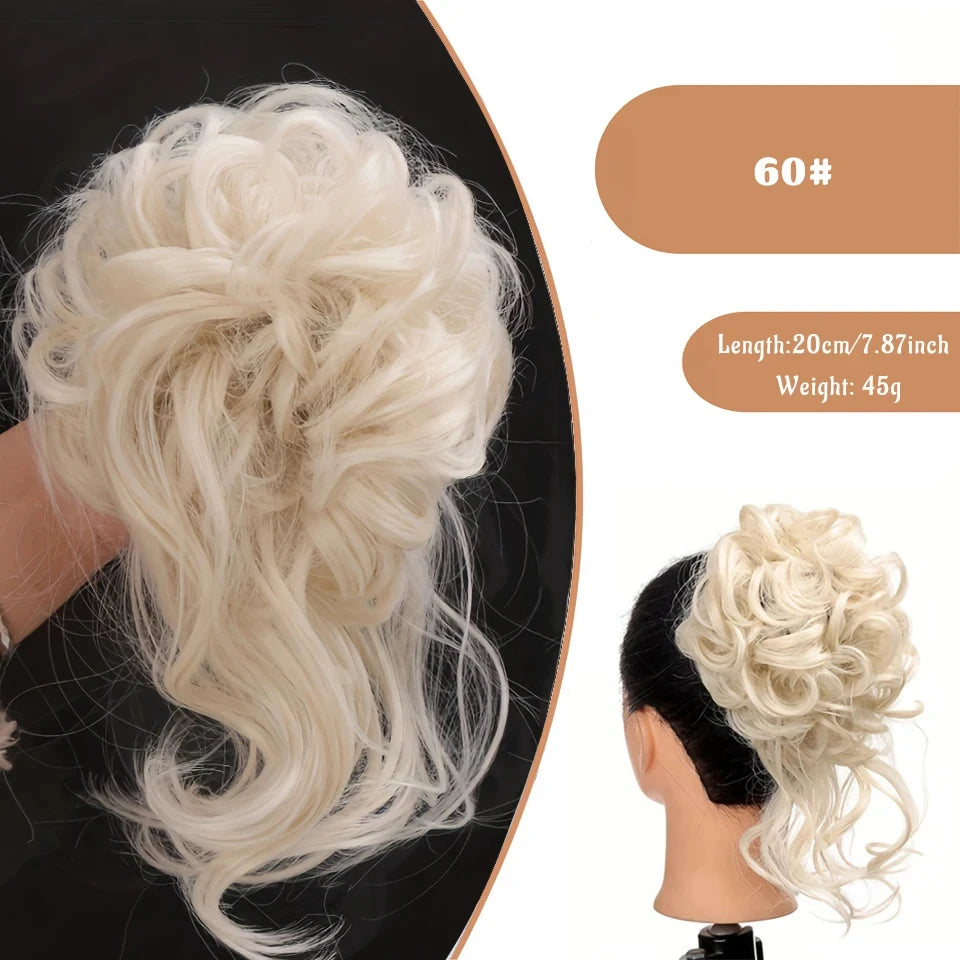 Messy Curly Hair Bun Scrunchie for Instant Volume
