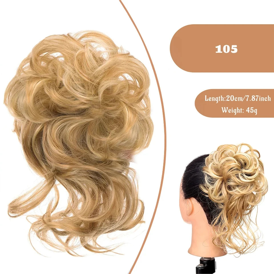 Messy Curly Hair Bun Scrunchie for Easy Updos