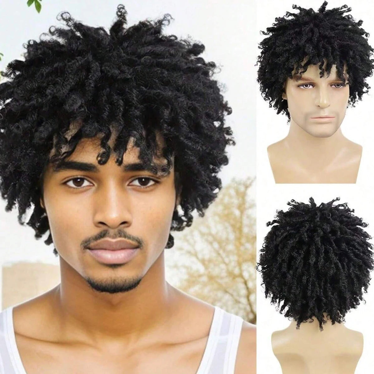 Short Braided Afro Dreadlock Wig for Men - 15