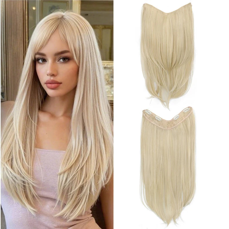 Seamless Long Straight Hair Extension with Clip-In Design for Women - 1