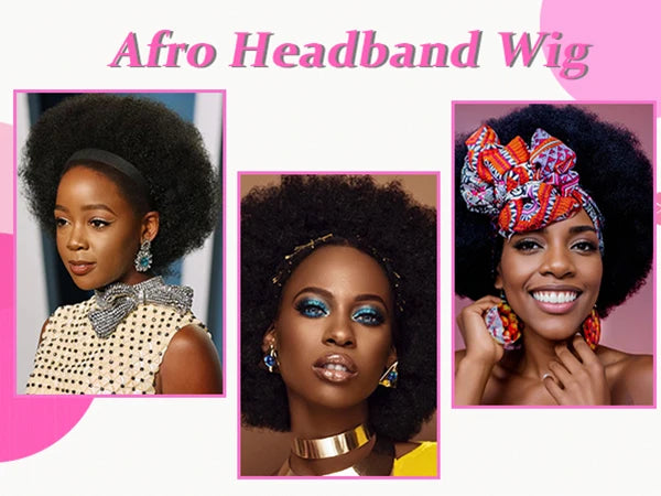 Short Kinky Curly Afro Puff Headband Wig for Daily Use
