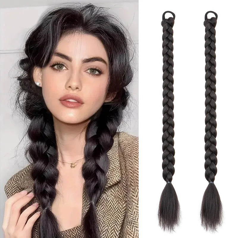 24-Inch Braided Ponytail Extensions for Instant Volume
