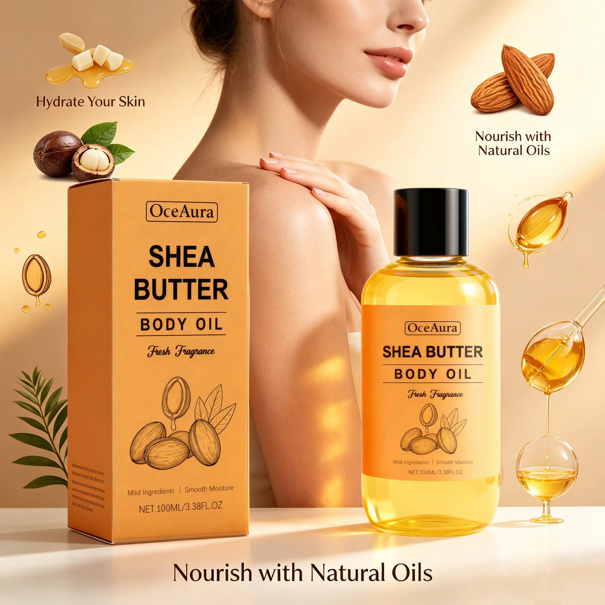Shea Butter Nourishing Body Oil for Dry Skin Hydration
