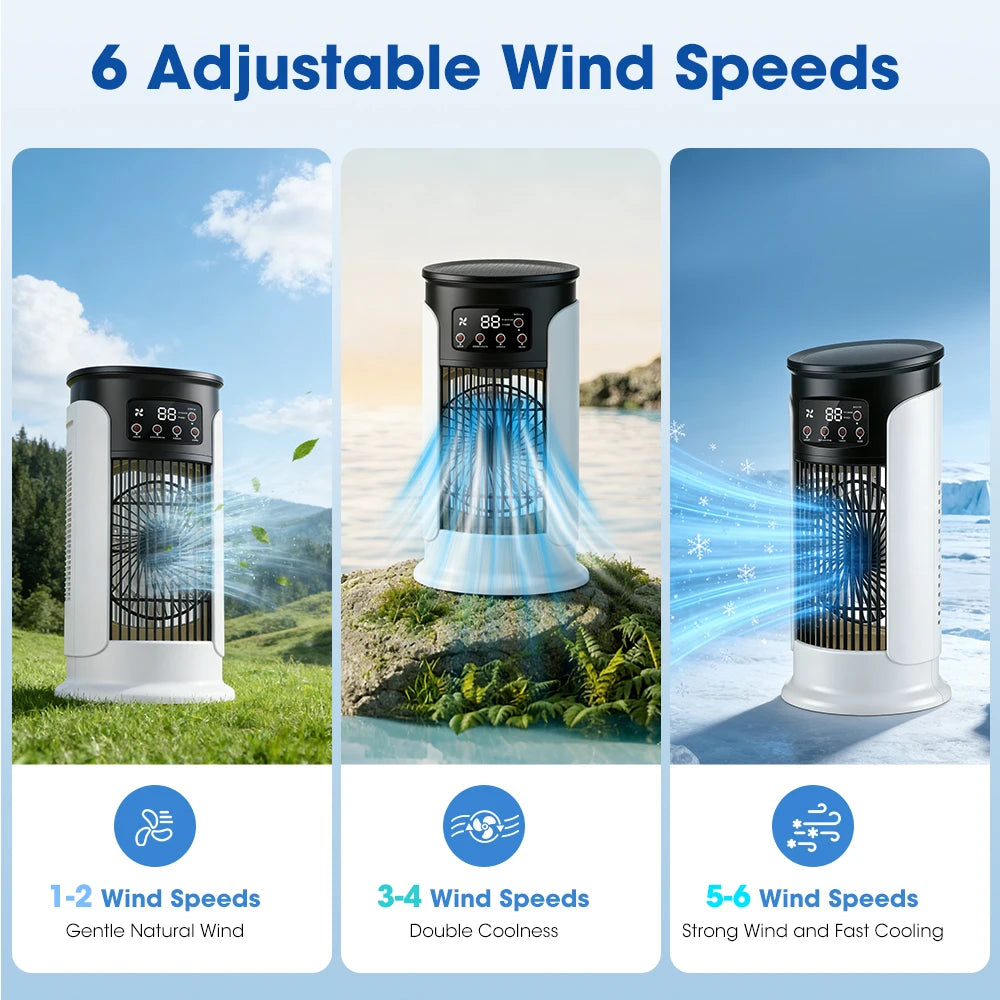 Portable Desktop Air Cooling Fan with Misting and LED Light