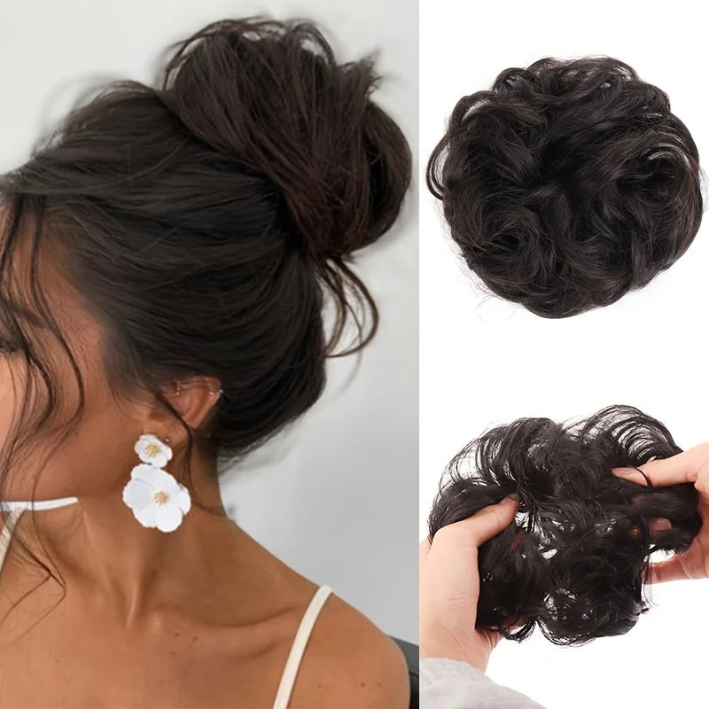 Messy Curly Hair Bun Extension for Instant Voluminous Updo Hairstyles - 7
