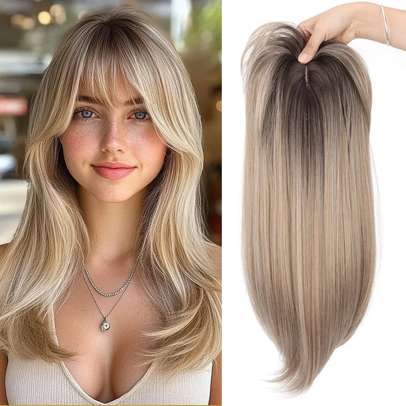 20-Inch Straight Hair Topper with Bangs for Thinning Hair