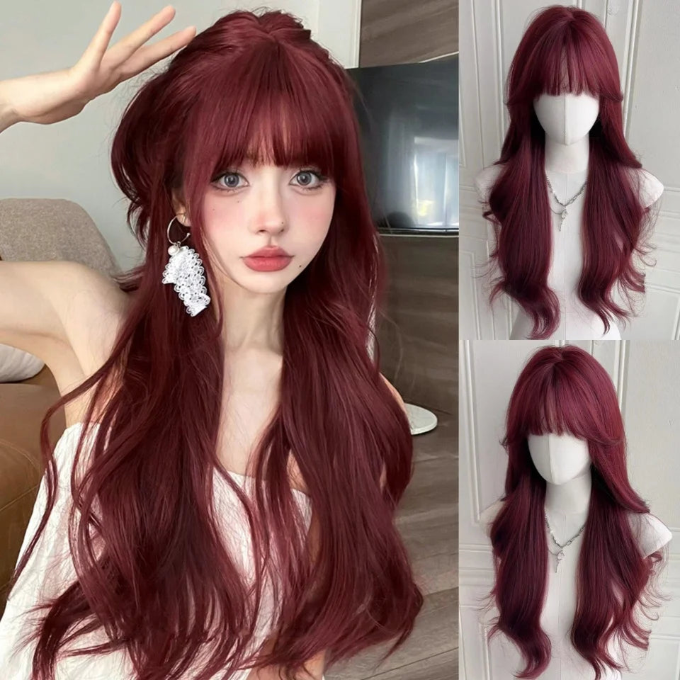 Long Wavy Blonde Cosplay Wig with Bangs - 32