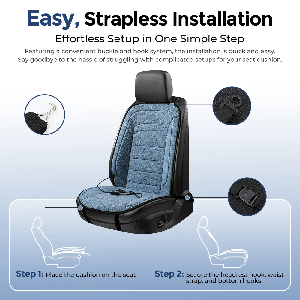 Heated Lambswool Car Seat Cushion for Cold Weather Driving