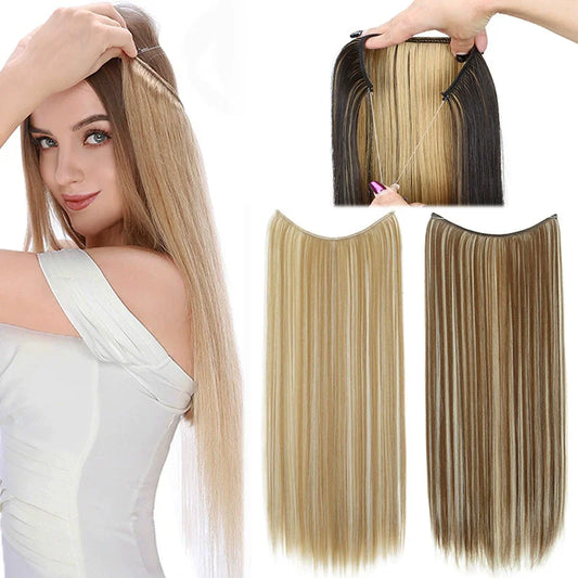 24 Inch Invisible Wire Halo Hair Extension for Instant Length