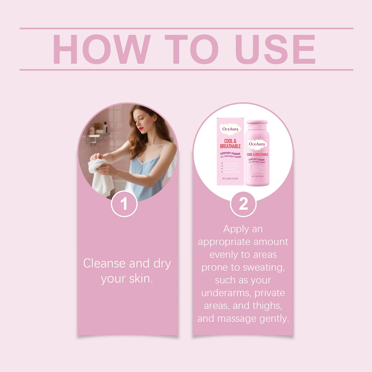 Cooling Sweat-Absorbent Full Body Comfort Powder for Daily Skin Freshness