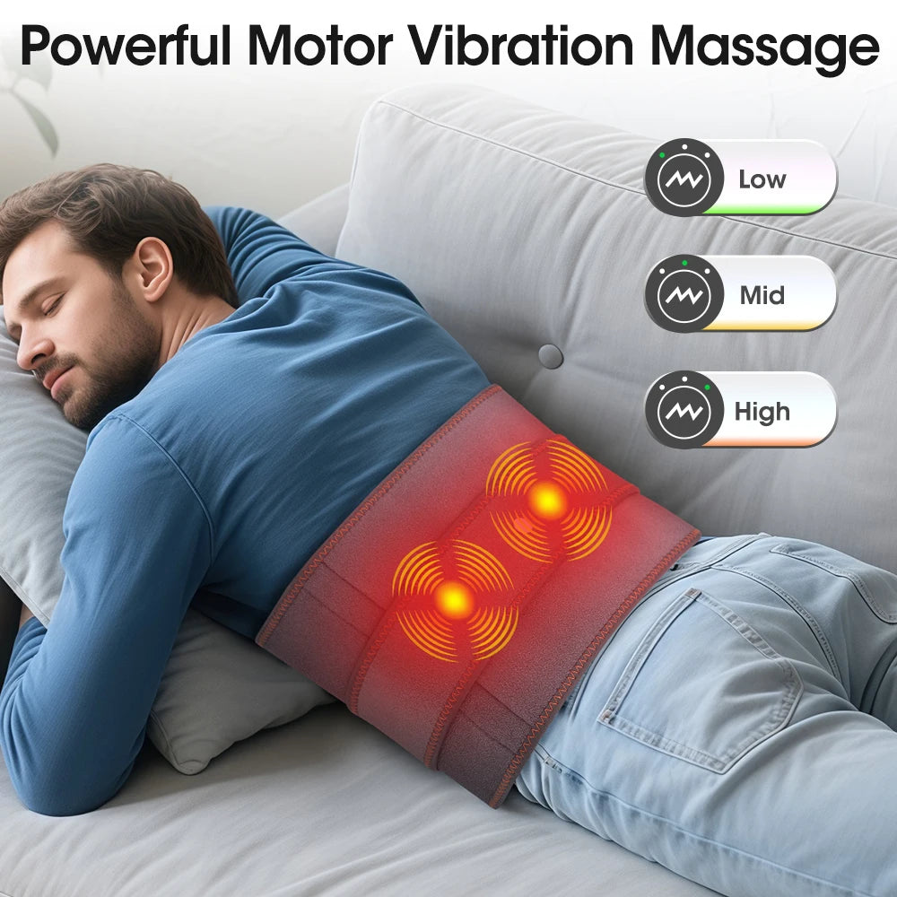 Cordless Heated Vibration Waist Massage Belt for Back Pain Relief
