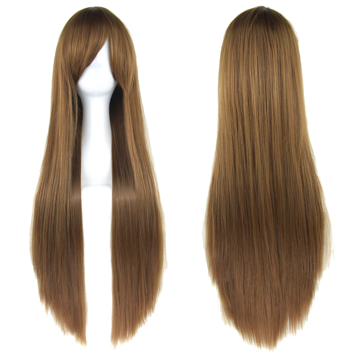 Long Straight Brown Synthetic Cosplay Wig for Anime Costume Parties