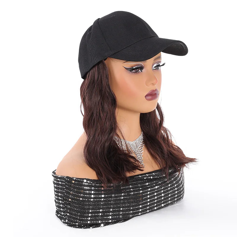 Short Wavy Curly Hair Baseball Cap Wig for Daily Wear - 10