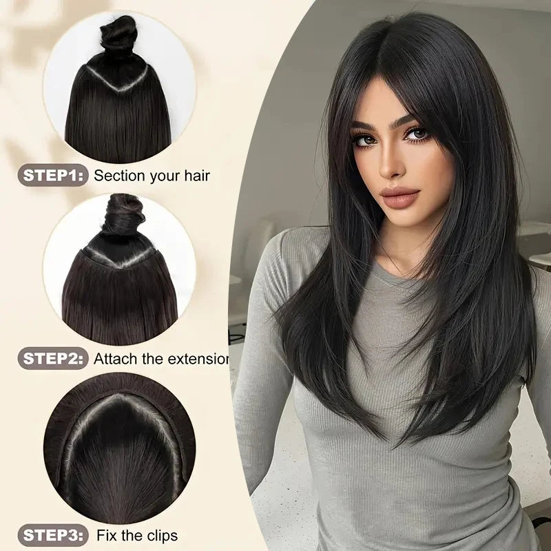 22-Inch V-Shaped Layered Straight Hair Extension for Volume