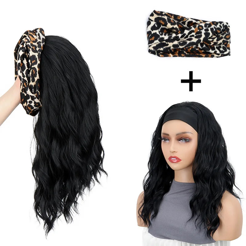 Short Curly Water Wave Synthetic Headband Wig for Daily Wear