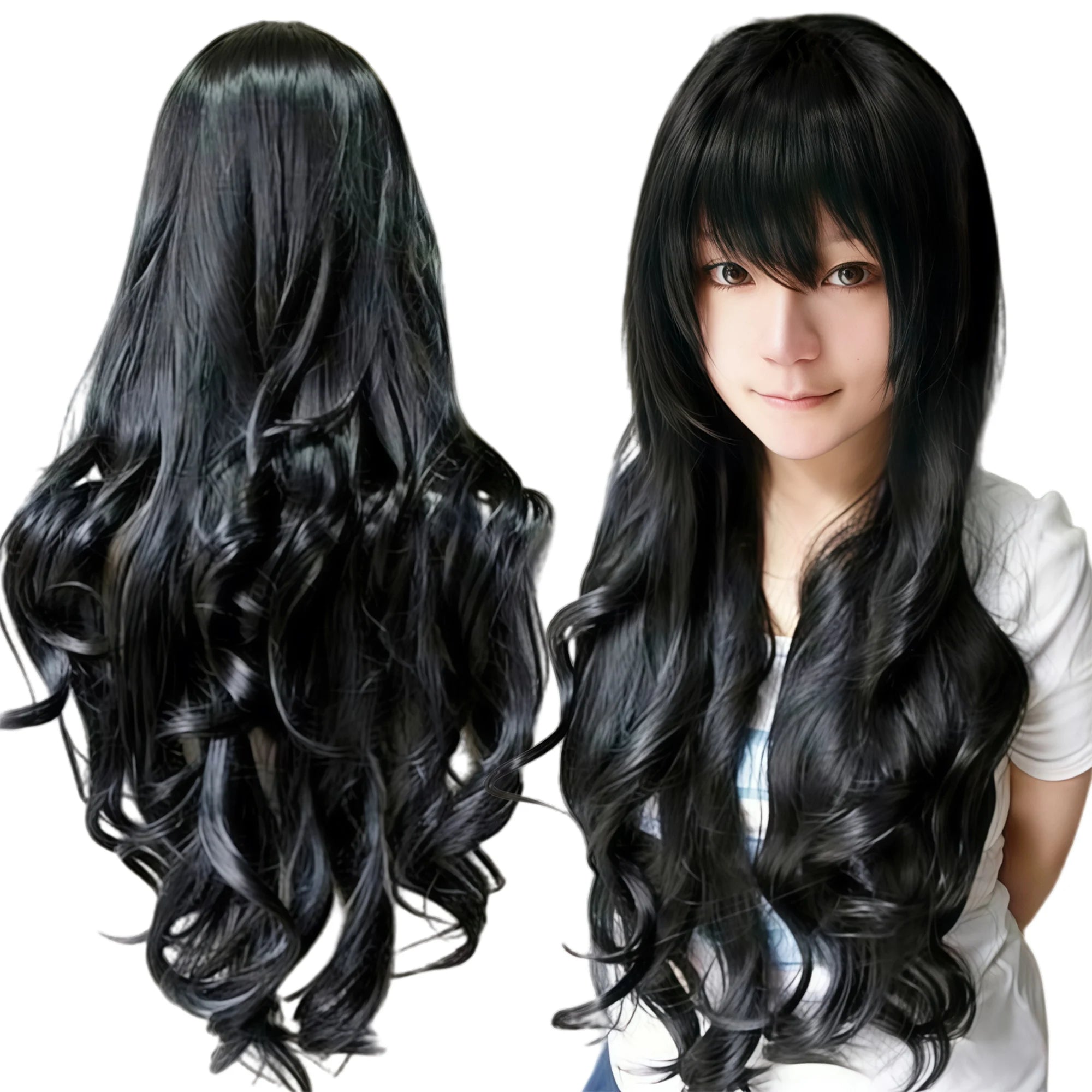 Long Hot Pink Curly Wavy Wig for Cosplay and Halloween Costumes - 43