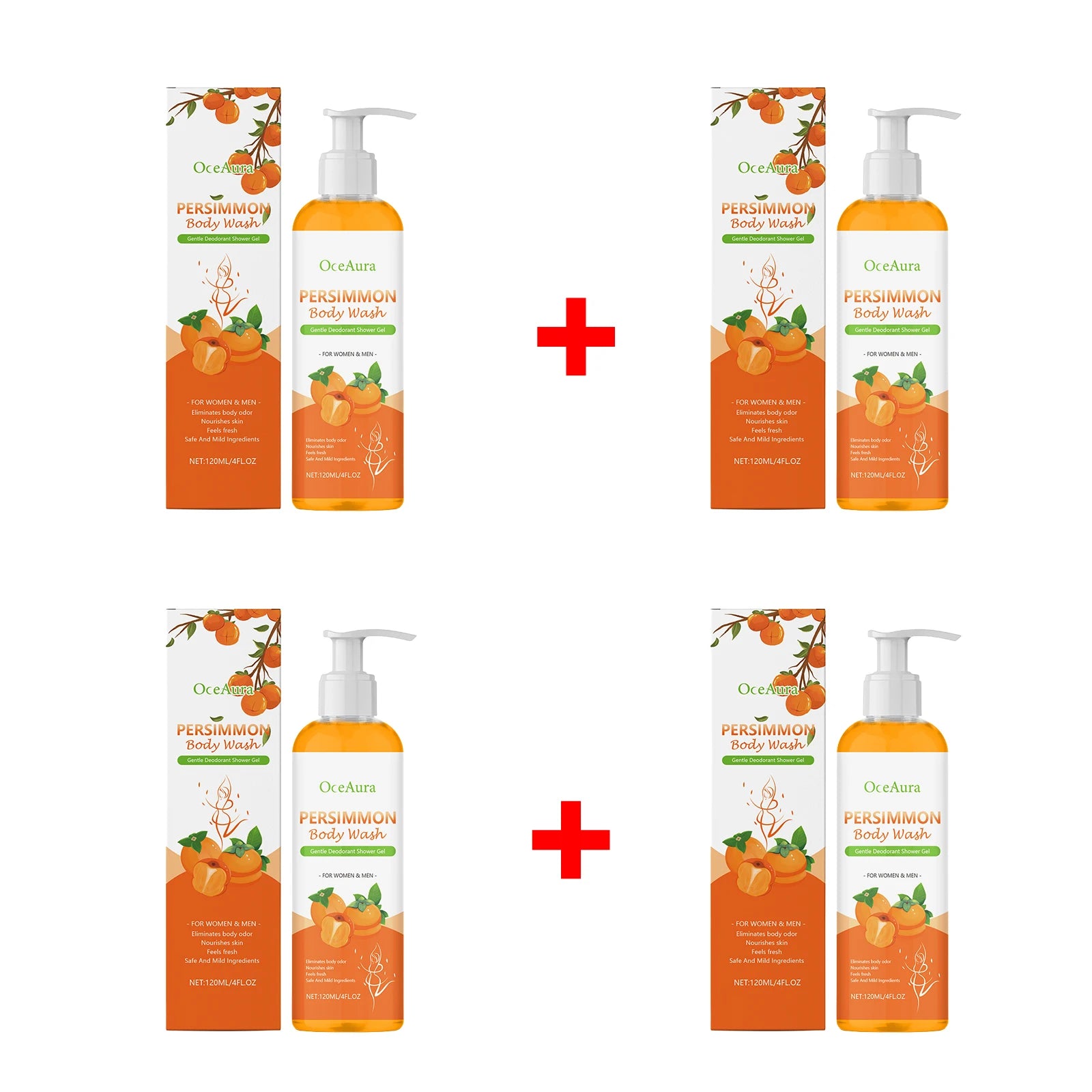 Persimmon Exfoliating Body Wash for Natural Odor Removal and Oil Control - 14