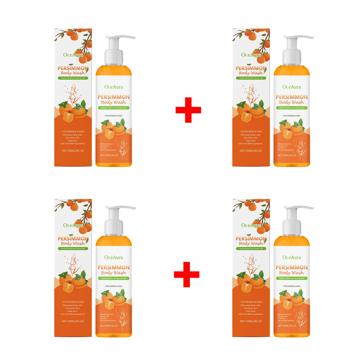 Persimmon Exfoliating Body Wash for Natural Odor Removal and Oil Control
